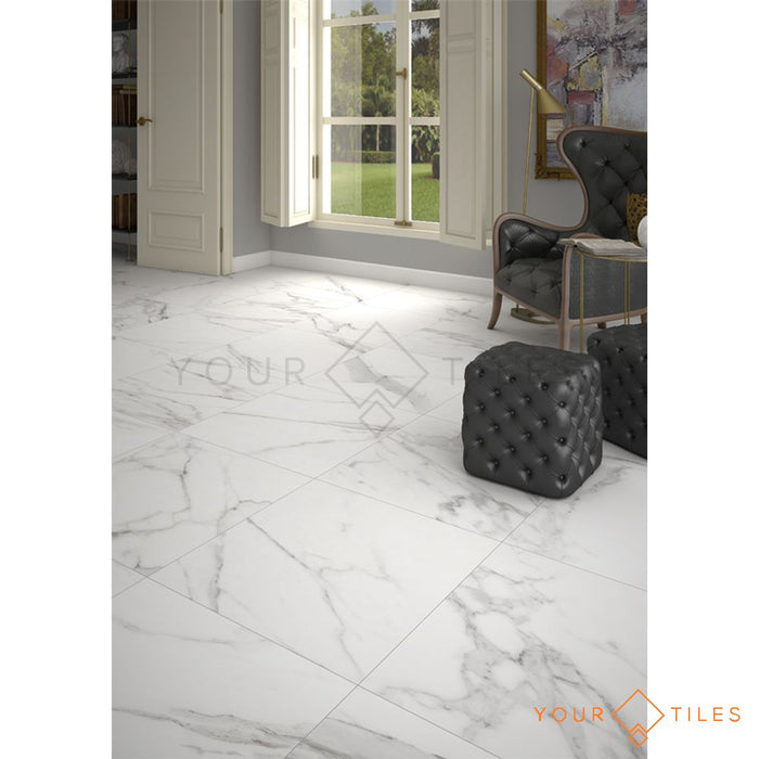 Snow Marble Tile Matt Effect Wall & Floor - 60cm x 60cm