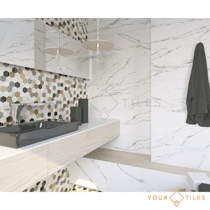 Snow Marble Tile Matt Effect Wall & Floor - 30cm x 60cm