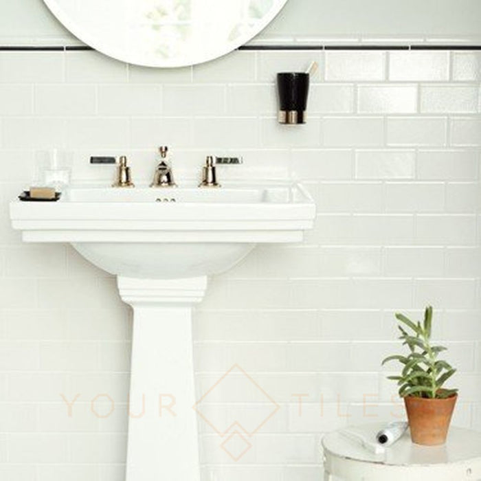 FULL TILE SAMPLE Pimlico White Crackle Tile 7.5 x 15cm