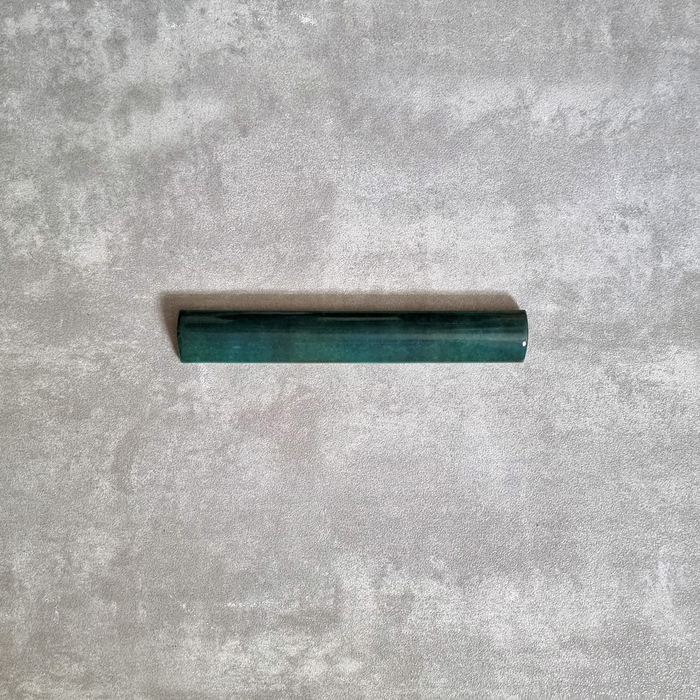 FULL BULLNOSE SAMPLE Zellige ROYAL GREEN Pencil Bullnose Border Tile 3cm x 20cm
