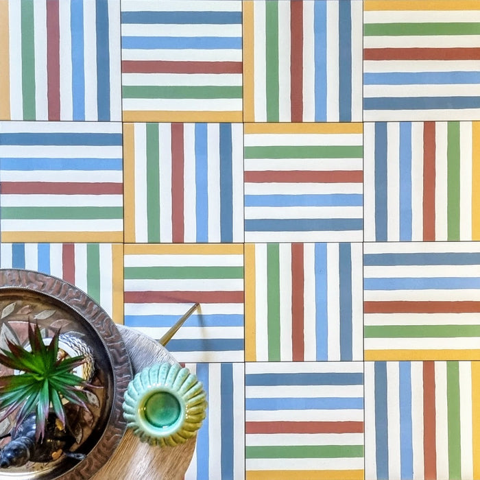 Pinstripes Rainbow Tile Indoor & Outdoor Tiles 20cm x 20cm