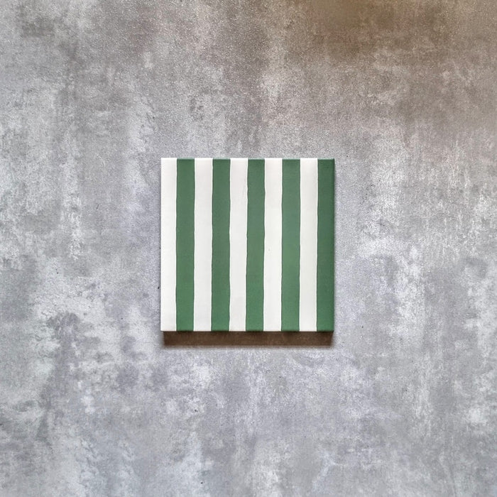 FULL TILE SAMPLE Pinstripes Green 20cm x 20cm