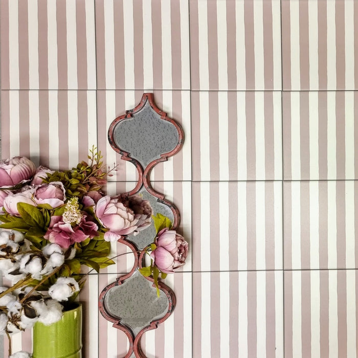 Pinstripes Vintage Rose Tiles Indoor & Outdoor Tiles 20cm x 20cm