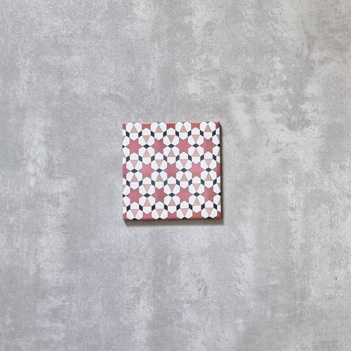 Meknes Rose Stars Mini Moroccan Wall Floor Tile 15cm x 15cm