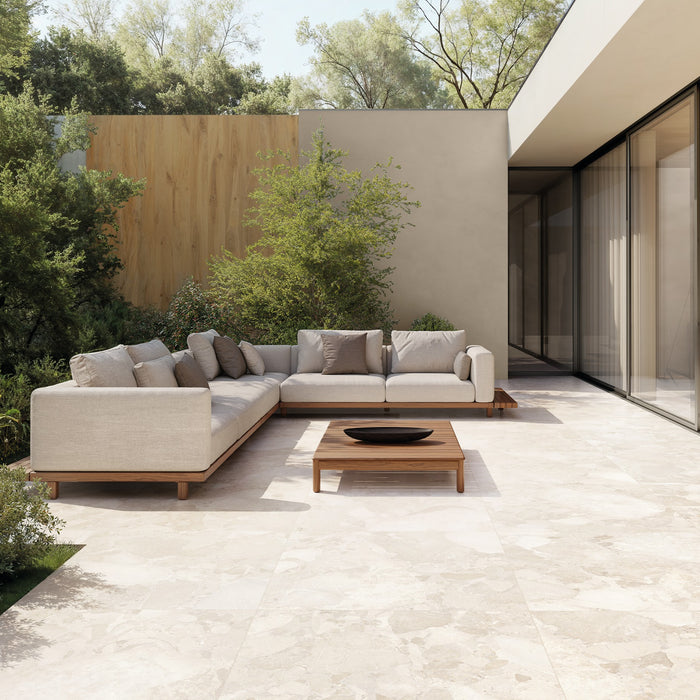 CUT TILE SAMPLE Riad Blanco Terrazzo 20mm thick | Outdoor Stone Tile Slabs | 100cm x 100cm