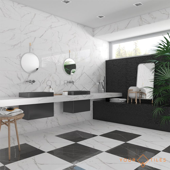 CUT TILE SAMPLE Snow Marble Gloss Effect