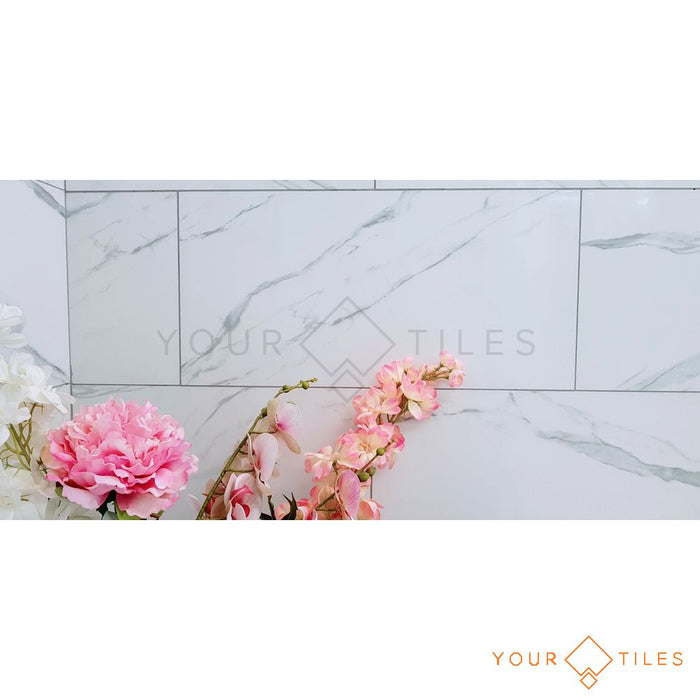 CUT TILE SAMPLE Snow Marble Gloss Effect