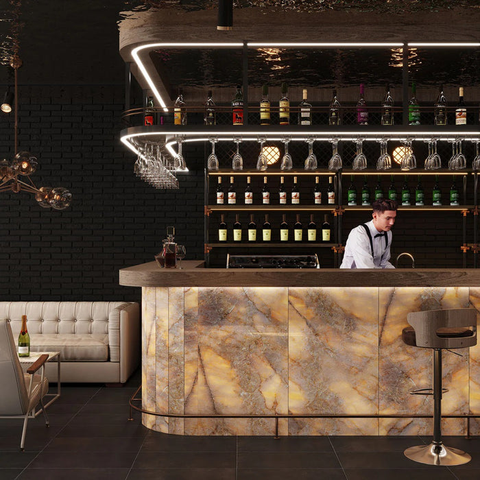 Lumen Precious Stone | Amber Polished Porcelain Tiles  | 60cm x 120cm