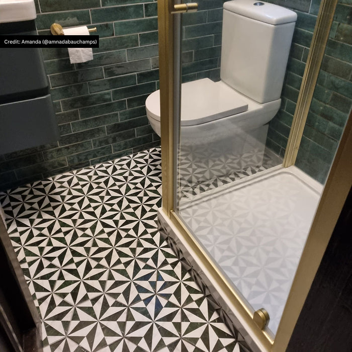 Piazza Emerald Green and Carrara White Hexagon 18.7cm x 21.6cm