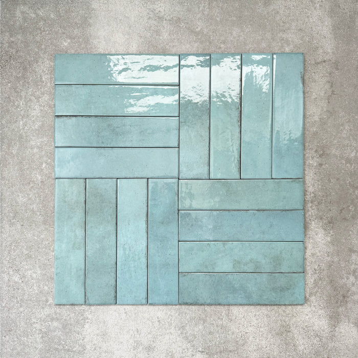 Nomad Aquamarine Brick | Industrial Style Wall Tiles | 6cm x 24.6cm