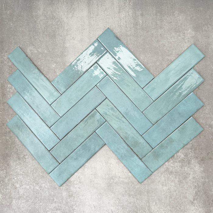 Nomad Aquamarine Brick | Industrial Style Wall Tiles | 6cm x 24.6cm