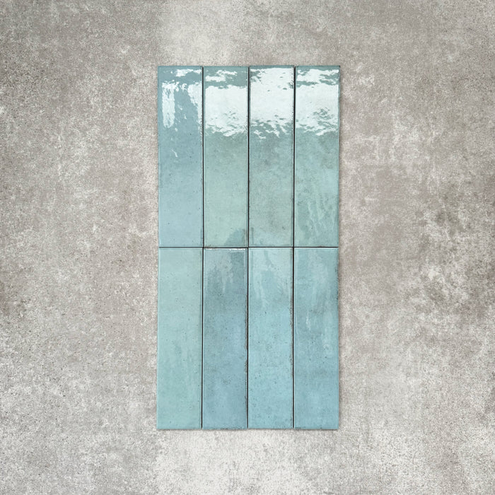 Nomad Aquamarine Brick | Industrial Style Wall Tiles | 6cm x 24.6cm