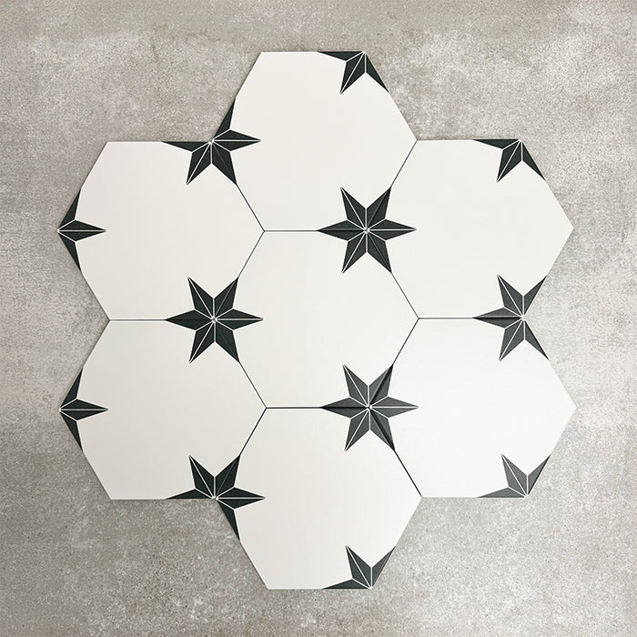 Polaris Black Star Hexagon | Moroccan Style | 22cm x 25cm