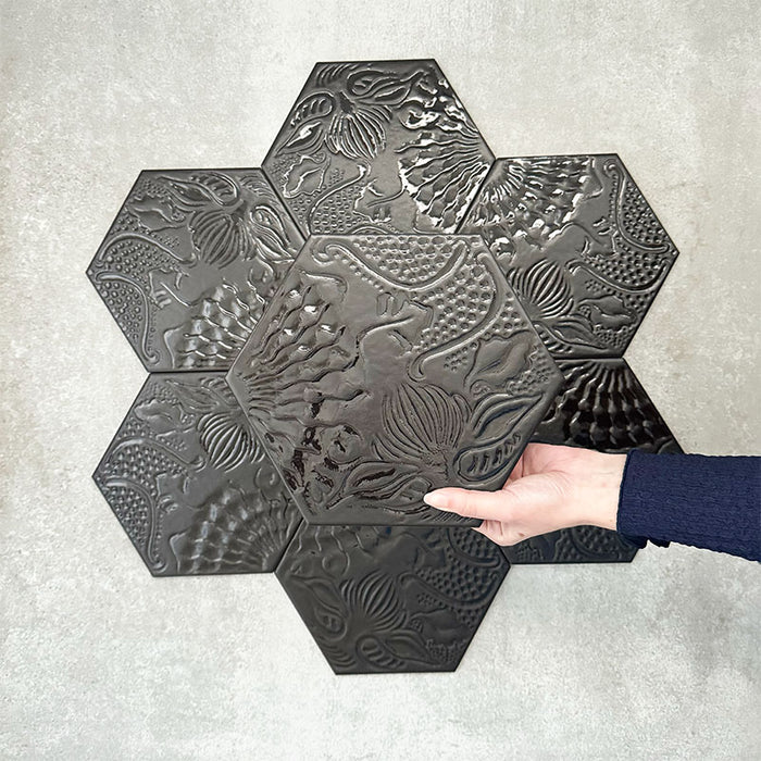 Catalan Decor Black | Hexagon Tile | 25cm x 22cm