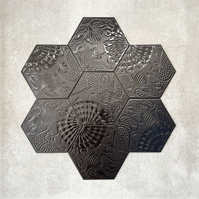 Catalan Decor Black | Hexagon Tile | 25cm x 22cm
