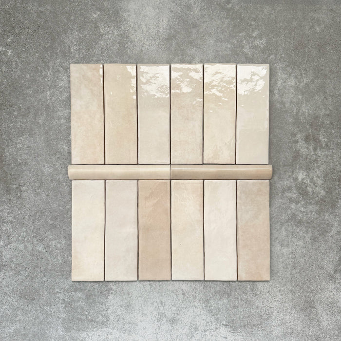 Zellige Bone Bullnose | Moroccan Style | 3cm x 20cm