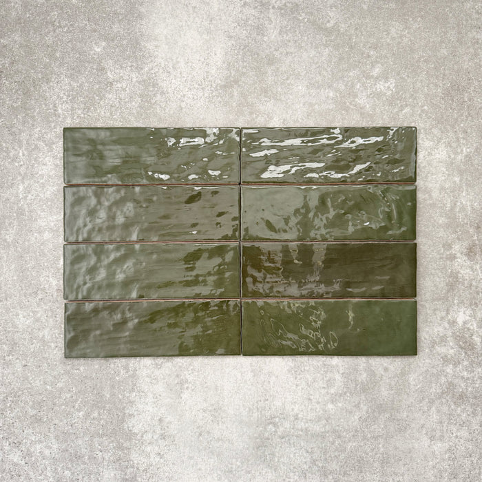 Zellige Botanical Green Brick | Moroccan Style | 6.5cm x 20cm
