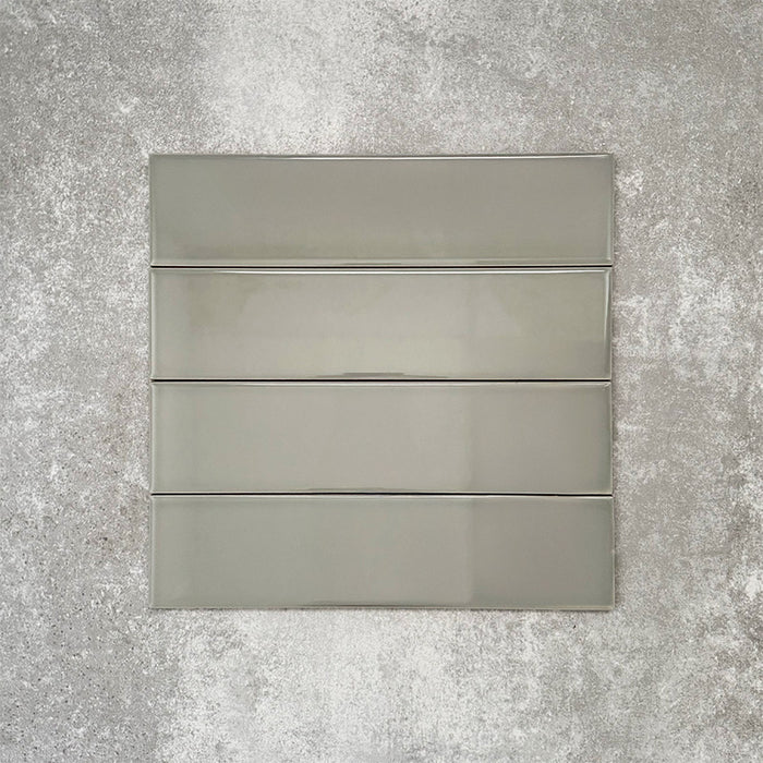 Brooklyn Sage Green Gloss | Flat Subway Metro Brick Wall Tile | 7.5cm x 30cm