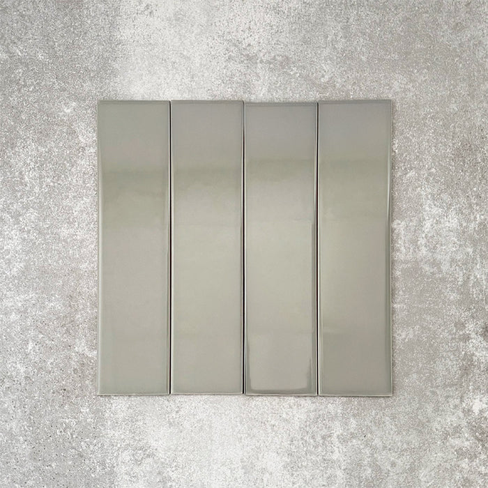 Brooklyn Sage Green Gloss | Flat Subway Metro Brick Wall Tile | 7.5cm x 30cm