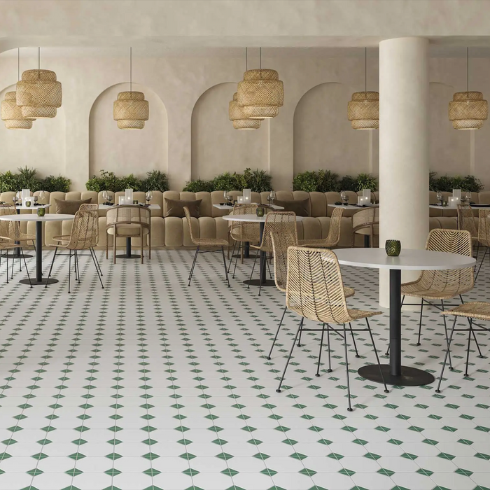 Belvoir Green Victorian Style Porcelain Floor Tiles 33cm x 33cm