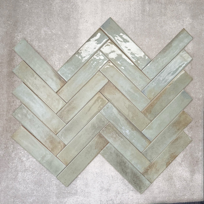 Allegra Celadon Green | Gloss Brick Tile | 6cm x 25cm