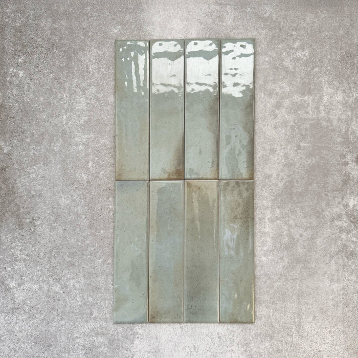 Allegra Celadon Green | Gloss Brick Tile | 6cm x 25cm