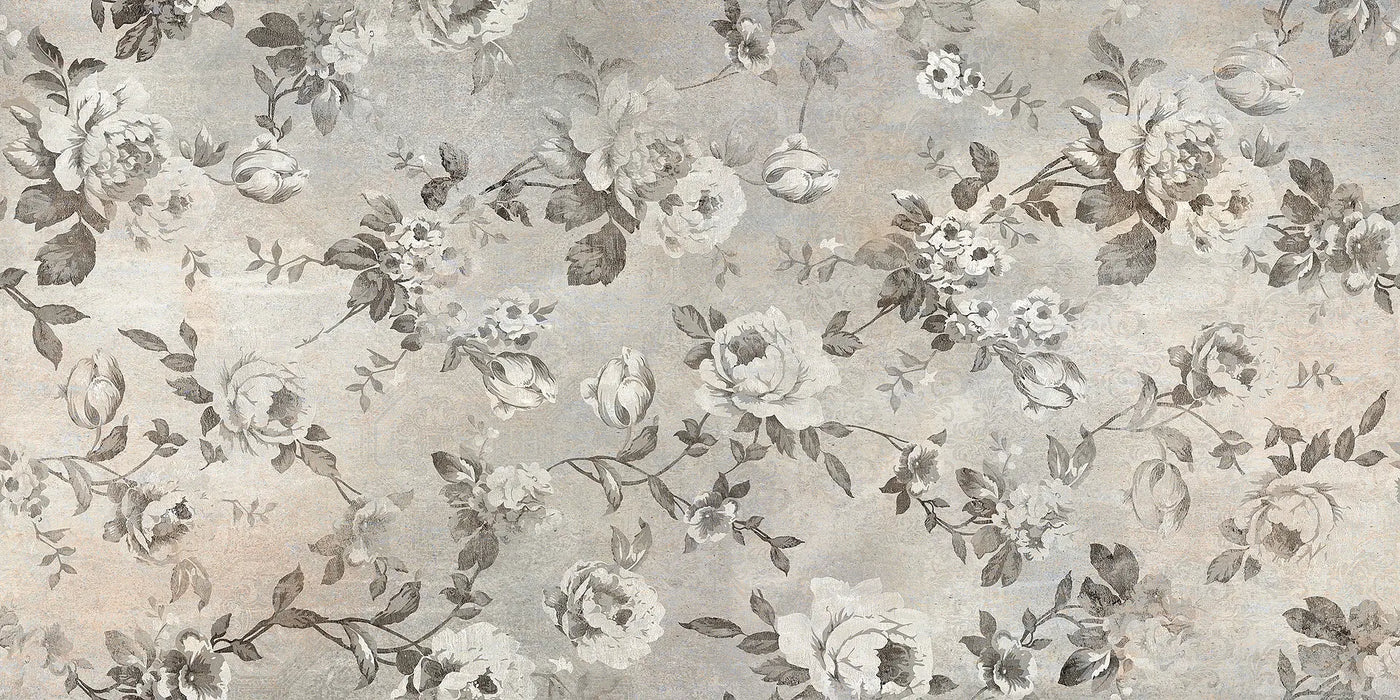 CUT TILE SAMPLE Kiln Light Roses Decor Metallic Wall and floor Tiles 60cm x 120cm