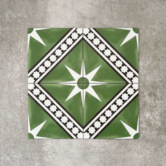 Gilgamesh Green | Moroccan Style | 20cm x 20cm
