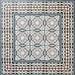 Decorative floor layout featuring Imperial Victorian Blue Mini Border Tiles, 15x15cm porcelain tiles arranged around matching patterned centre tiles to create a detailed Victorian-inspired floor design.