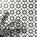 Agadir Black & White Moroccan-style 20x20cm porcelain floor tiles laid in a repeating geometric star pattern, styled with greenery to highlight the bold black and white design and intricate detailing.