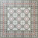 Decorative floor layout featuring Imperial Victorian Green Mini Corner Tiles, 15x15cm porcelain tiles arranged with matching centre and border tiles to create a detailed Victorian-inspired patterned floor design.