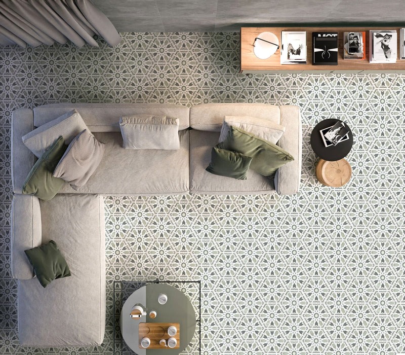 Hormuz Moroccan Sage Green / Grey Pattern Hexagon