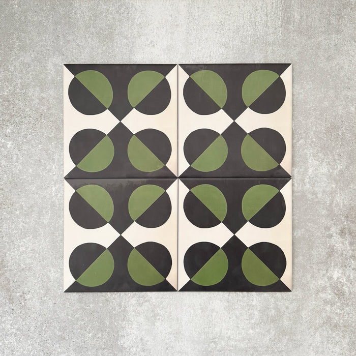 Abstract Illusion Verde Noir | Patterned Tile | 20cm x 20cm