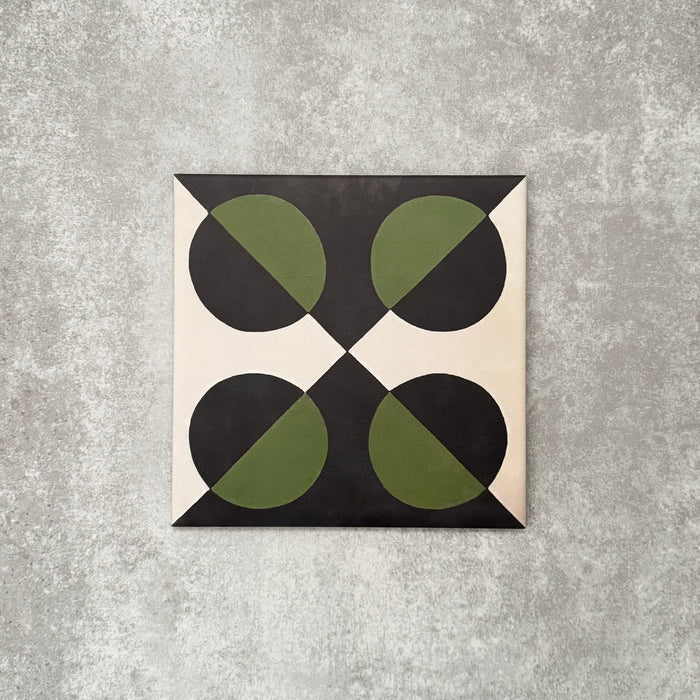 Abstract Illusion Verde Noir | Patterned Tile | 20cm x 20cm