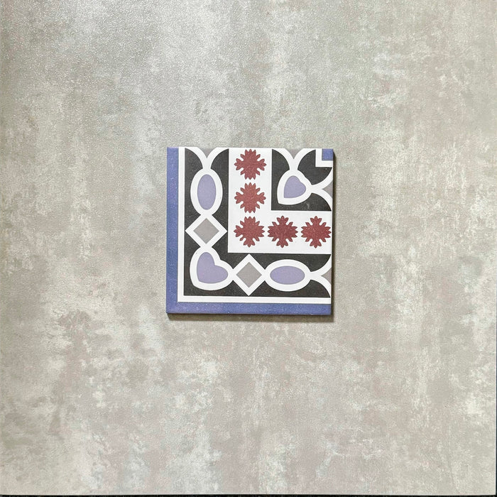 FULL TILE SAMPLE Imperial Victorian Blue Mini Tiles | Corner Tile | 15cm x 15cm