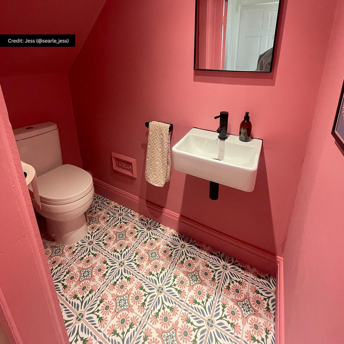 Jardin Rose Moroccan Pattern Tile  20cm x 20cm