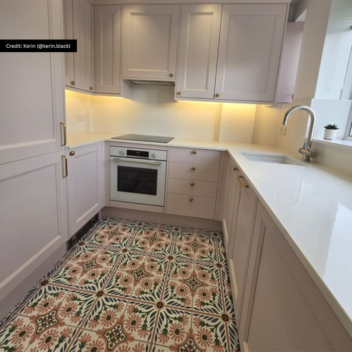 Jardin Rose Moroccan Pattern Tile  20cm x 20cm