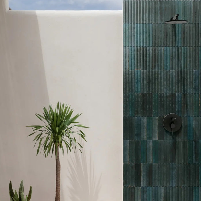 Levent Tiles Blue Fluted Gloss Decor Porcelain Tiles 6cm x 24cm