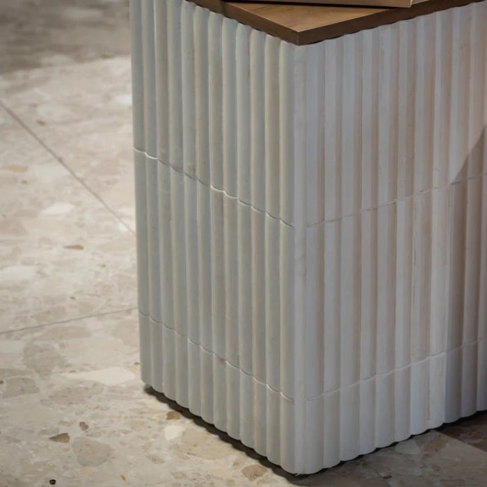 Levent Antique White Fluted Gloss Decor Porcelain Tiles 6cm x 24cm