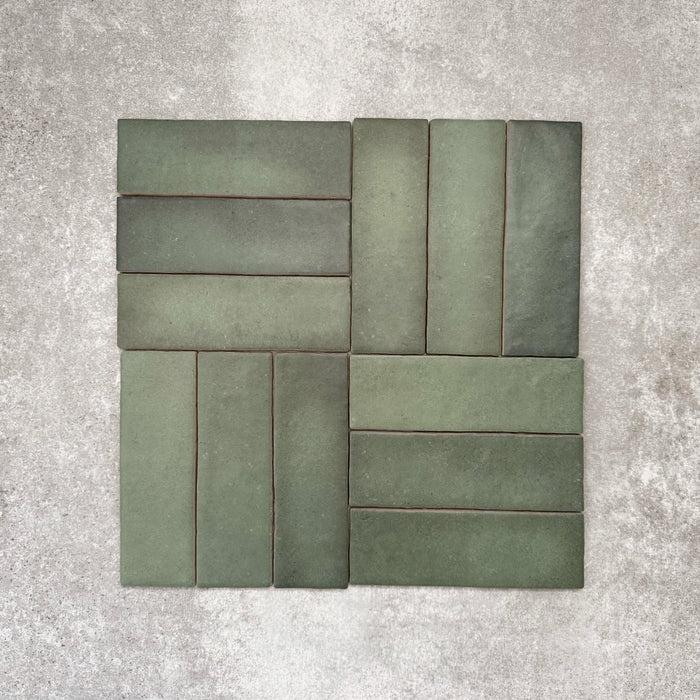 Zellige Malachite Green Brick | Moroccan Style | 6.5cm x 20cm
