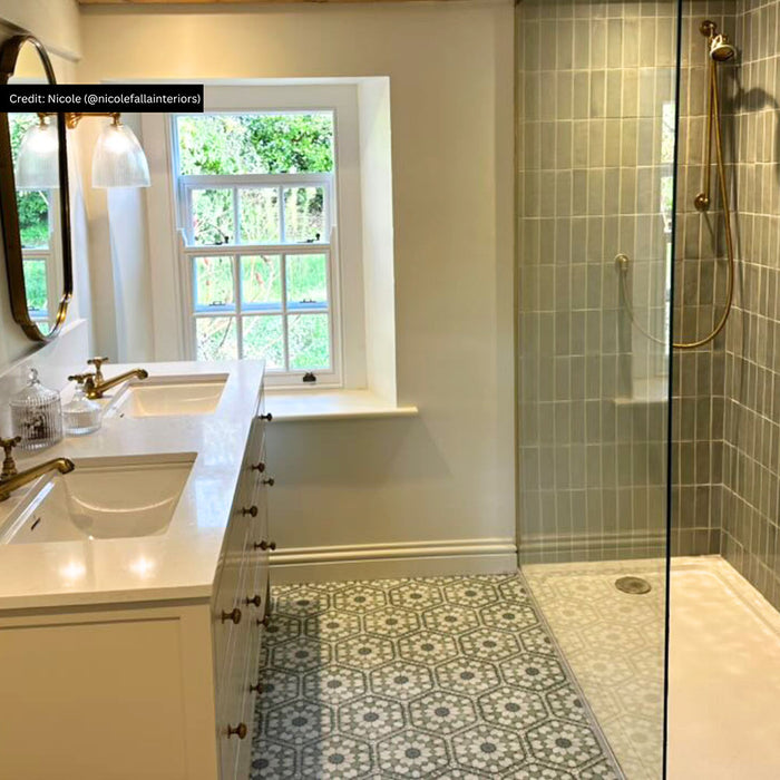 Medina Soft Green | Moroccan Style Hexagon | 18.7cm x 21.6cm