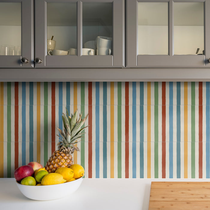 Pinstripes Rainbow Tile Indoor & Outdoor Tiles 20cm x 20cm