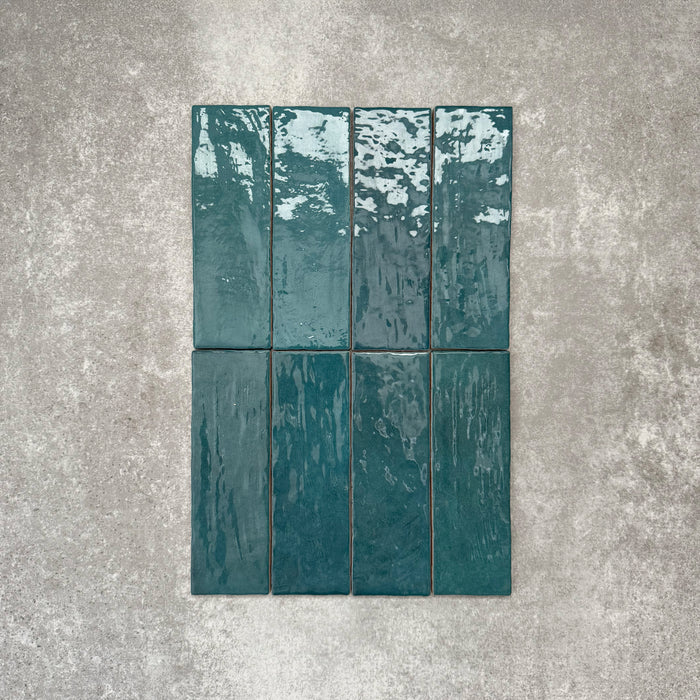 Zellige Peacock Green Brick | Moroccan Style | 6.5cm x 20cm