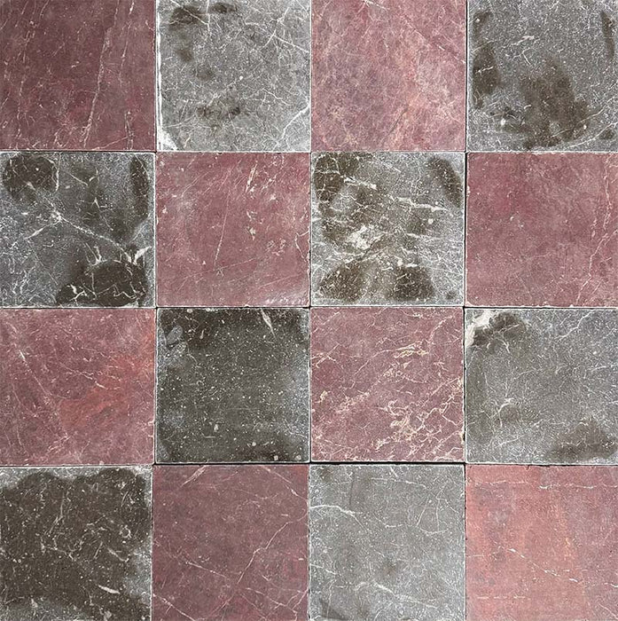 Fayrouz Tumbled Burgundy Red Marble Tile | 15cm x 15cm