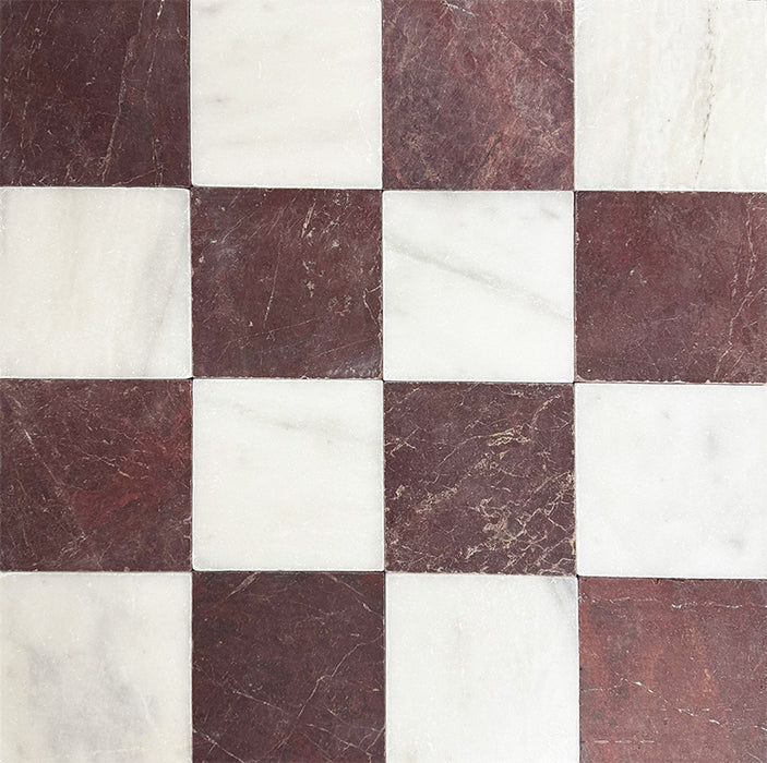Fayrouz Tumbled Burgundy Red Marble Tile | 15cm x 15cm