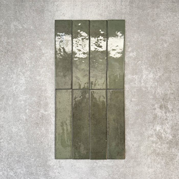 Nomad Sage Green Brick | Industrial Style Wall Tiles | 6cm x 24.6cm