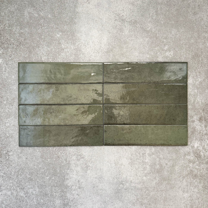 Nomad Sage Green Brick | Industrial Style Wall Tiles | 6cm x 24.6cm