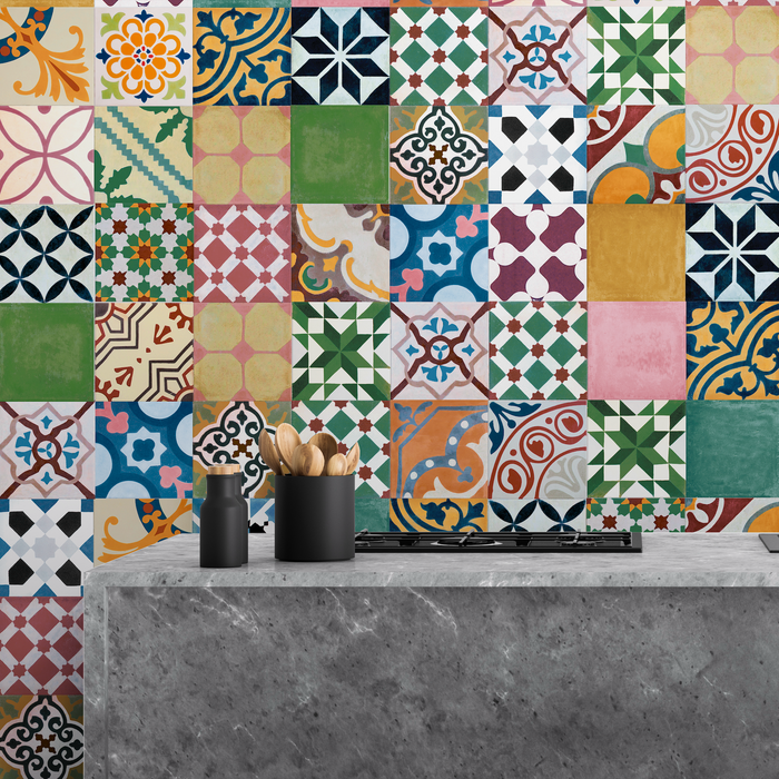 Fayrouz MINI Patchwork & Moroccan Tiles 15cm x 15cm Wall & Floor Tiles