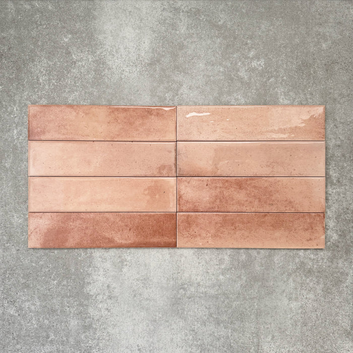 Allegra Tusk Pink | Gloss Brick Tile | 6cm x 25cm