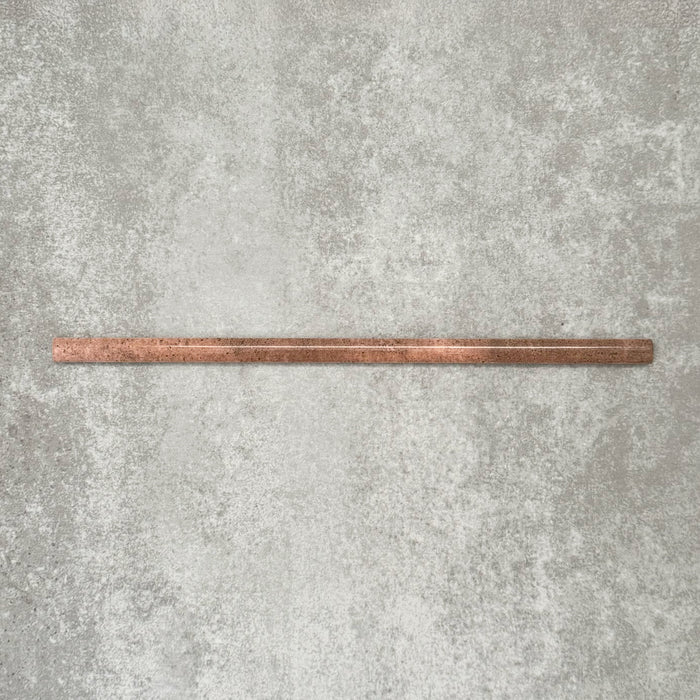 FULL BULLNOSE SAMPLE Allegra Tusk Pink Gloss Pencil Bullnose Border Tile 1.2cm x 30cm